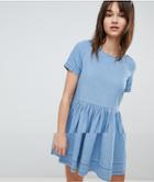 Vero Moda Chambray Skater Dress - Blue