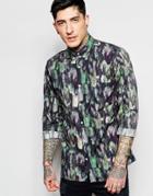 Lindbergh Shirt With Feather Print - Black