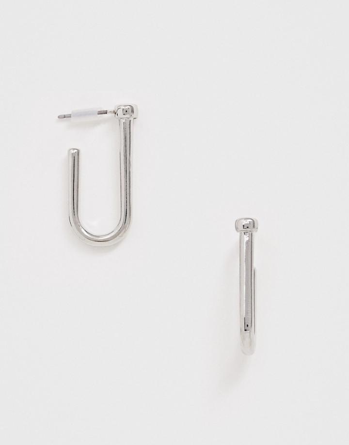 Uncommon Souls Open Link Hoop Earrings In Silver - Silver