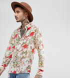 Reclaimed Vintage Inspired Shirt In White Rose Print Reg Fit - White