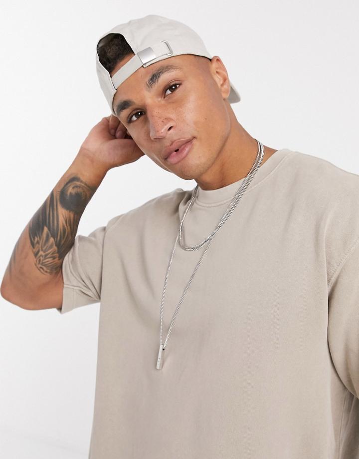 Topman Short Sleeve Sweatshirt In Brown