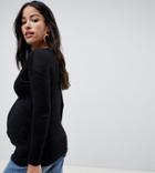 New Look Maternity Twist Front Top In Black
