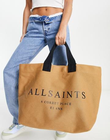 Allsaints Ali Canvas Tote Bag In Tan-neutral