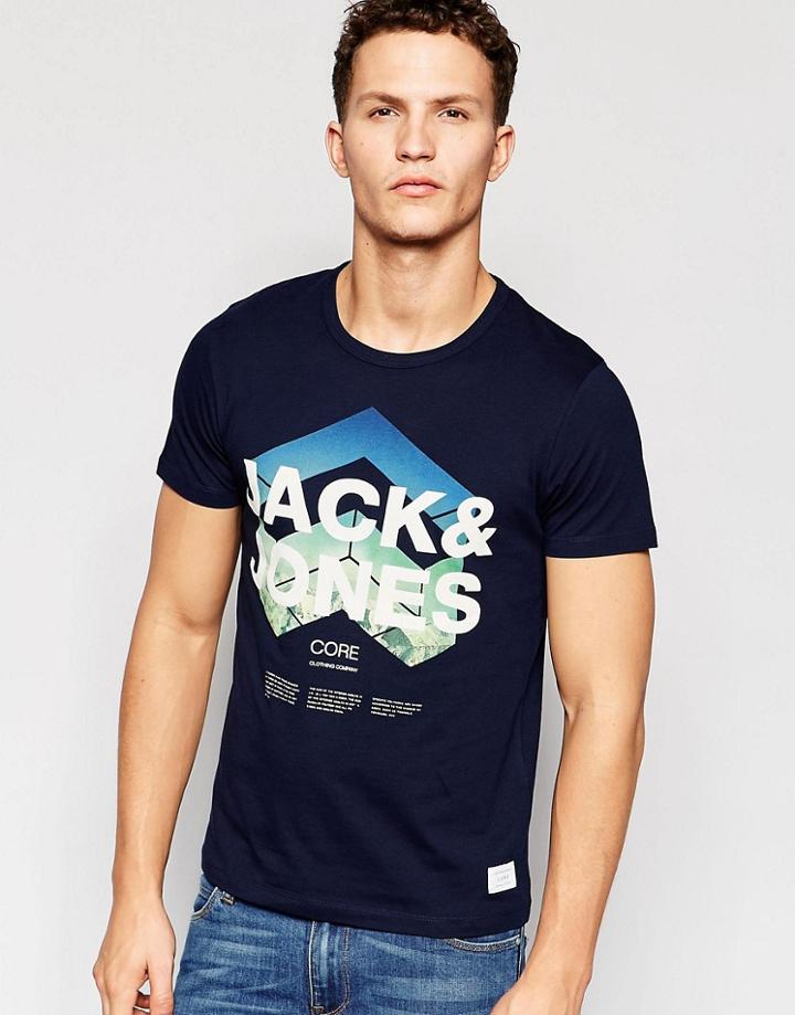 Jack & Jones T-shirt With Jack & Jones Font Print - Navy