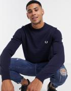 Fred Perry Classic Crew Neck Sweater In Navy