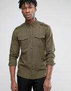 Bellfield Military Shirt With Chest Pockets - Green