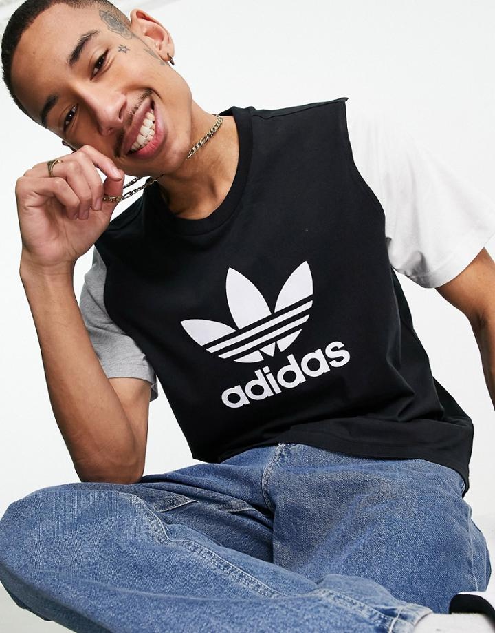 Adidas Originals T-shirt In Blocked Black With Large Logo