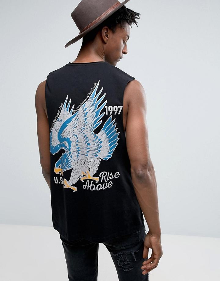 Asos Sleeveless T-shirt With Eagle Back Print - Black