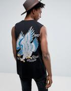 Asos Sleeveless T-shirt With Eagle Back Print - Black