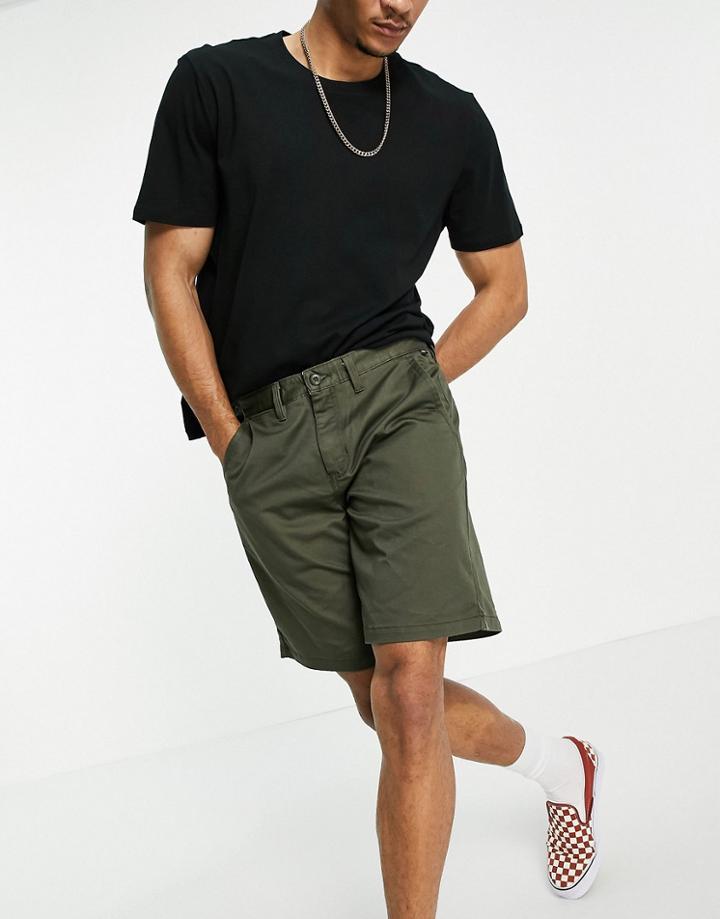 Vans Authentic Stretch Shorts In Khaki-green