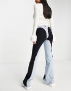 Ego X Jess Hunt Contrast Panel Wide Leg Jean In Blue Multi
