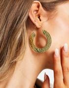 Asos Design Hoop Earrings In Hammered Flat Edge Design In Gold Tone