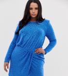 Flounce London Plus Sequin Mini Dress In Cobalt Blue - Blue