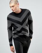 Asos Sweater With Chevron Details - Black