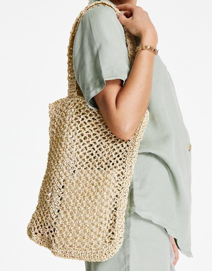 Asos Design Straw Shopper In Natural-neutral