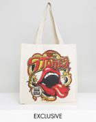 Reclaimed Vintage Inspired Tote Bag With Rolling Stones Print - White
