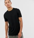 Asos Design Tall Organic T-shirt With Crew Neck In Pique In Black - Black