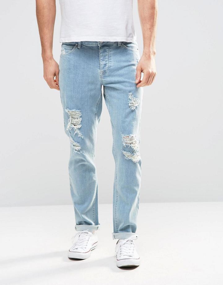 Asos Skinny Jeans With Rips - Blue