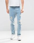 Asos Skinny Jeans With Rips - Blue
