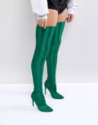 Asos Kendra Point Over The Knee Boots - Green