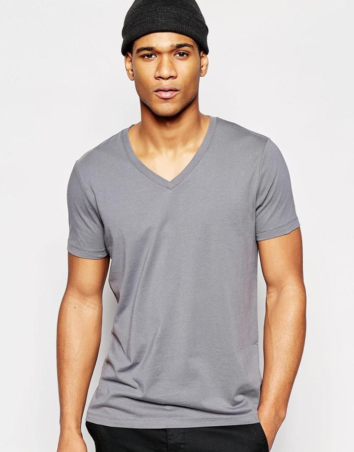 Asos T-shirt With V Neck - Castle Rock
