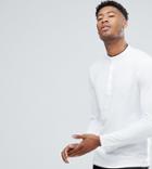 Selected Homme Tall Long Sleeve Grandad Top - White