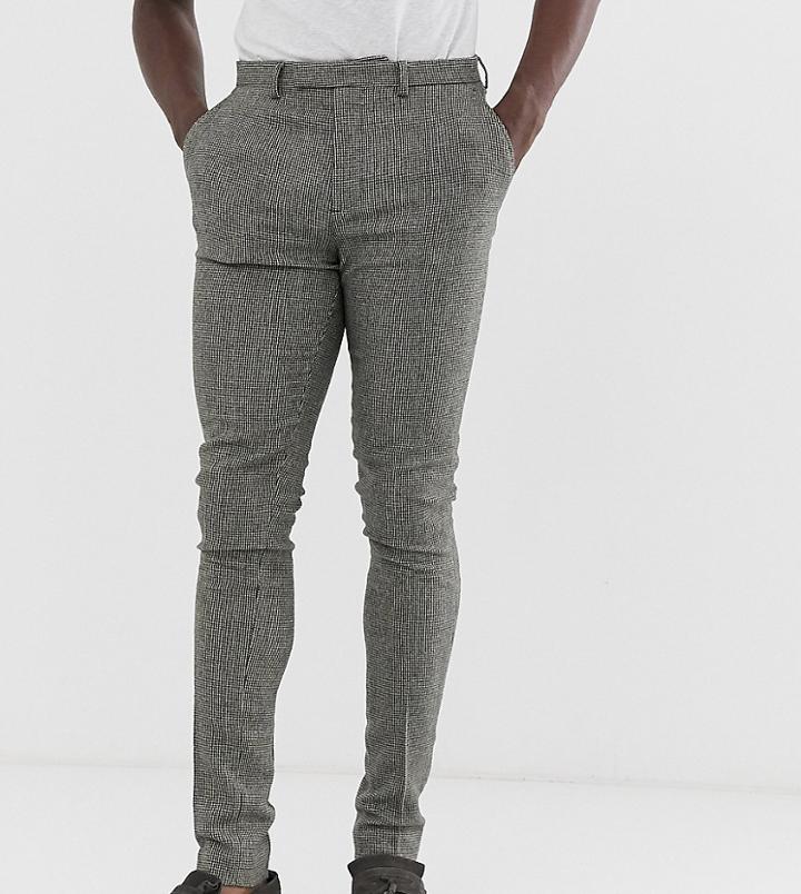 Asos Design Tall Super Skinny Smart Pants In Gray Dog Tooth