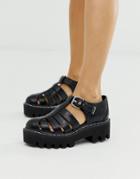 Lamoda Black Caged Chunky Flatform Shoes - Black