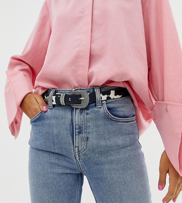 Stradivarius Belt In Cow Print - Multi