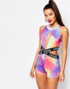 Jaded London Cut Out Cross Over Romper - Multicoloured