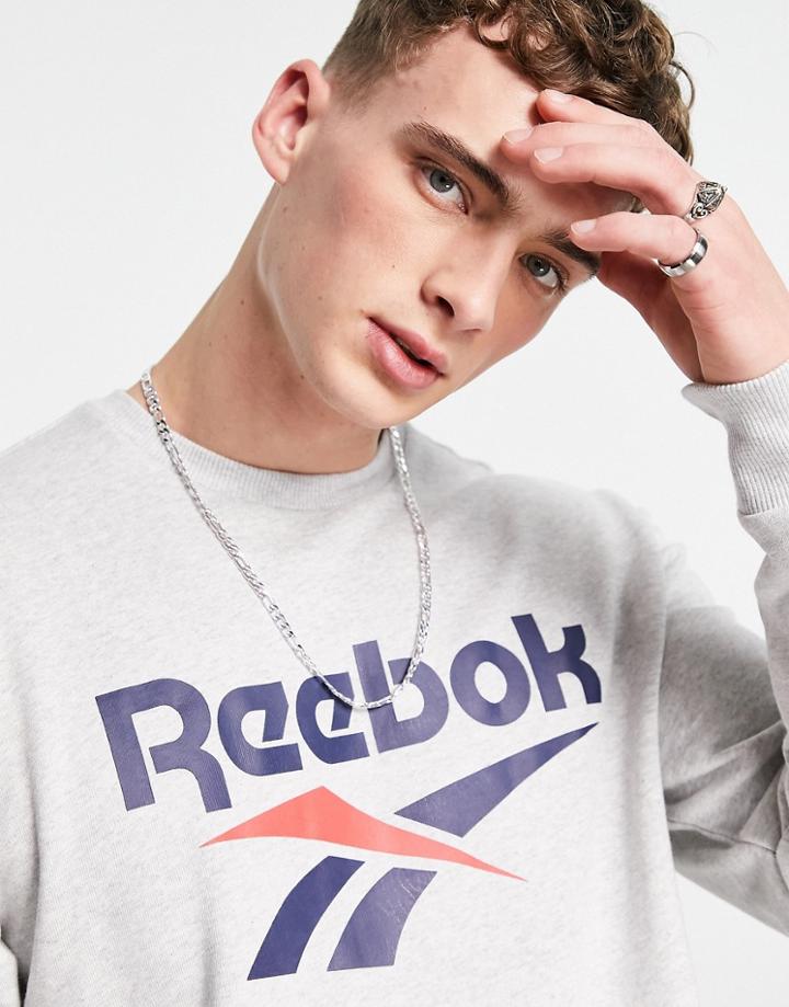 Reebok Classics Vector Crew Neck Sweatshirt In Light Gray Heather-grey