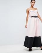 Asos Scuba Maxi Skirt With Color Block Detail - Pink