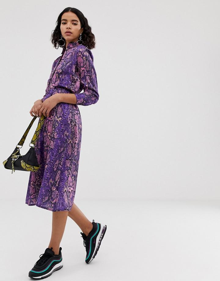 Na-kd Neon Snake Print Skirt In Purple - Purple
