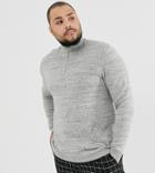 Asos Design Plus Midweight Half Zip Sweater In Gray