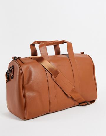 Smith & Canova Leather Holdall In Tan-brown