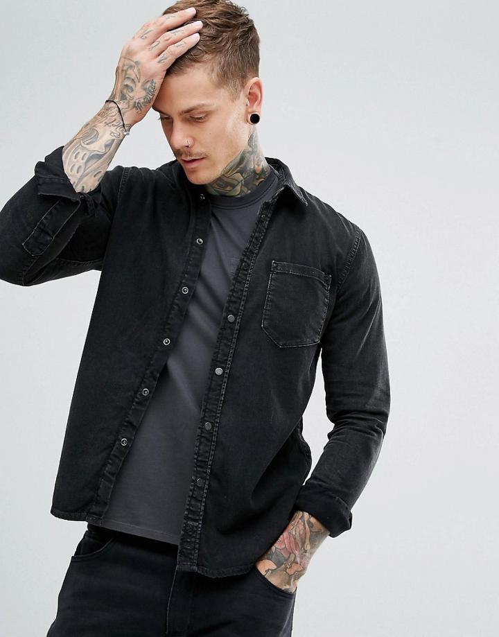 Nudie Jeans Co Henry Blackened Indigo Regular Fit Shirt - Black