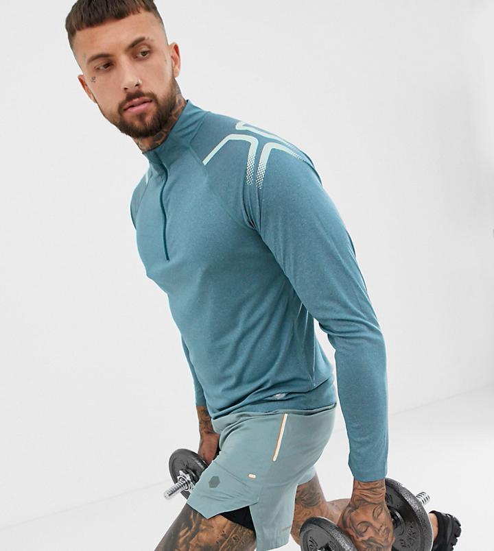 Asics Icon Half Zip Top In Blue - Blue