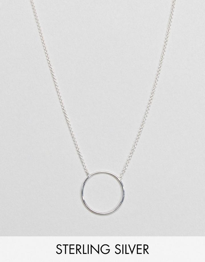 Monki Sterling Silver Circle Pendant Necklace - Silver