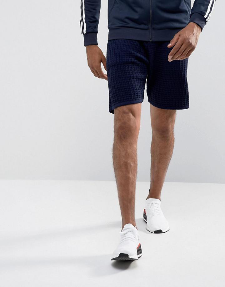 Asos Textured Shorts In Navy - Navy