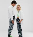 Collusion Unisex Black And White Tie Dye With Placement Print Jogger