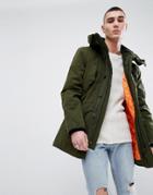 Mango Man Puffer Jacket With Hood In Khaki - Green