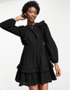 Miss Selfridge Eyelet Fit & Flare Mini Dress In Black