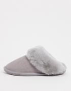 Asos Design Zeus Premium Sheepskin Slippers In Gray-grey