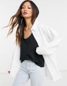 Asos Design Super Oversized Relaxed Cotton Dad Shirt In White