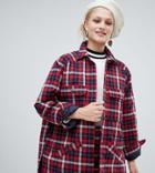 Monki Check Lightweight Jacket With Pockets