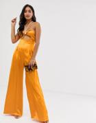 Asos Design Jumpsuit With Cut Out And Rope Detail - Yellow