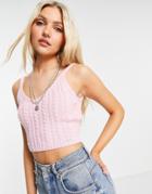 Hollister Knitted Crop Top In Pink-blues