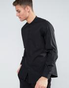 Mango Man Regular Fit Shirt With Grandad Collar In Black - Black