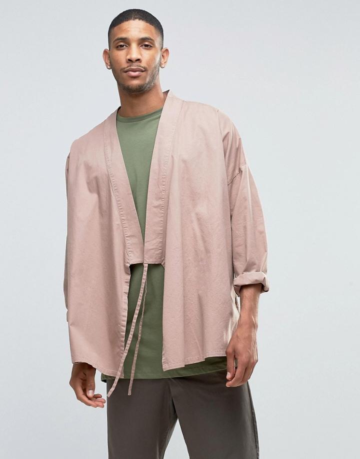 Asos Wrap Kimono In Dusty Pink - Pink