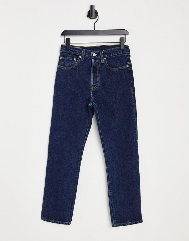 Levi's 501 High Rise Straight Leg Crop Jeans In Indigo-blues